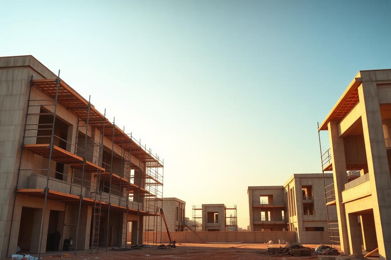 Desert Megasite Mobilisation — Concrete & Cranes